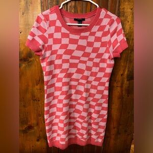 Forever 21 Retro Style Knit Pink Patterned Dress Size Medium